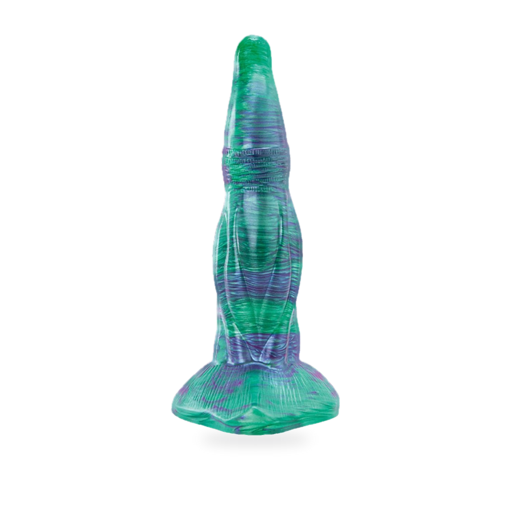 Fotografía de referencia de dildo con diseño fantástico.