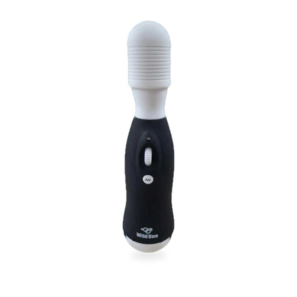 Fotografía de referencia de vibrador con diseño de micrófono.
