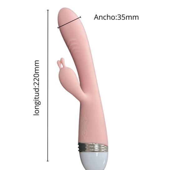 Fotografía de referencia de vibrador con diseño de conejo.