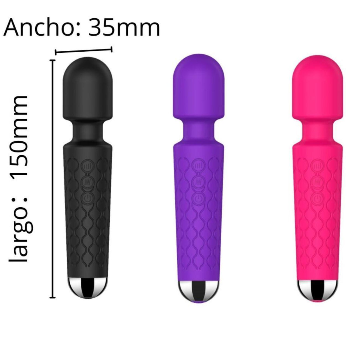 Fotografía de referencia de vibrador con diseño de micrófono; varias presentaciones.