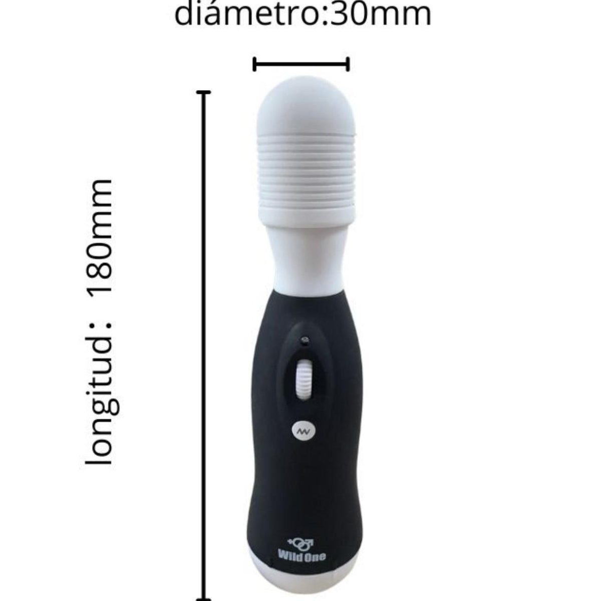 Fotografía de referencia de vibrador con diseño de micrófono.