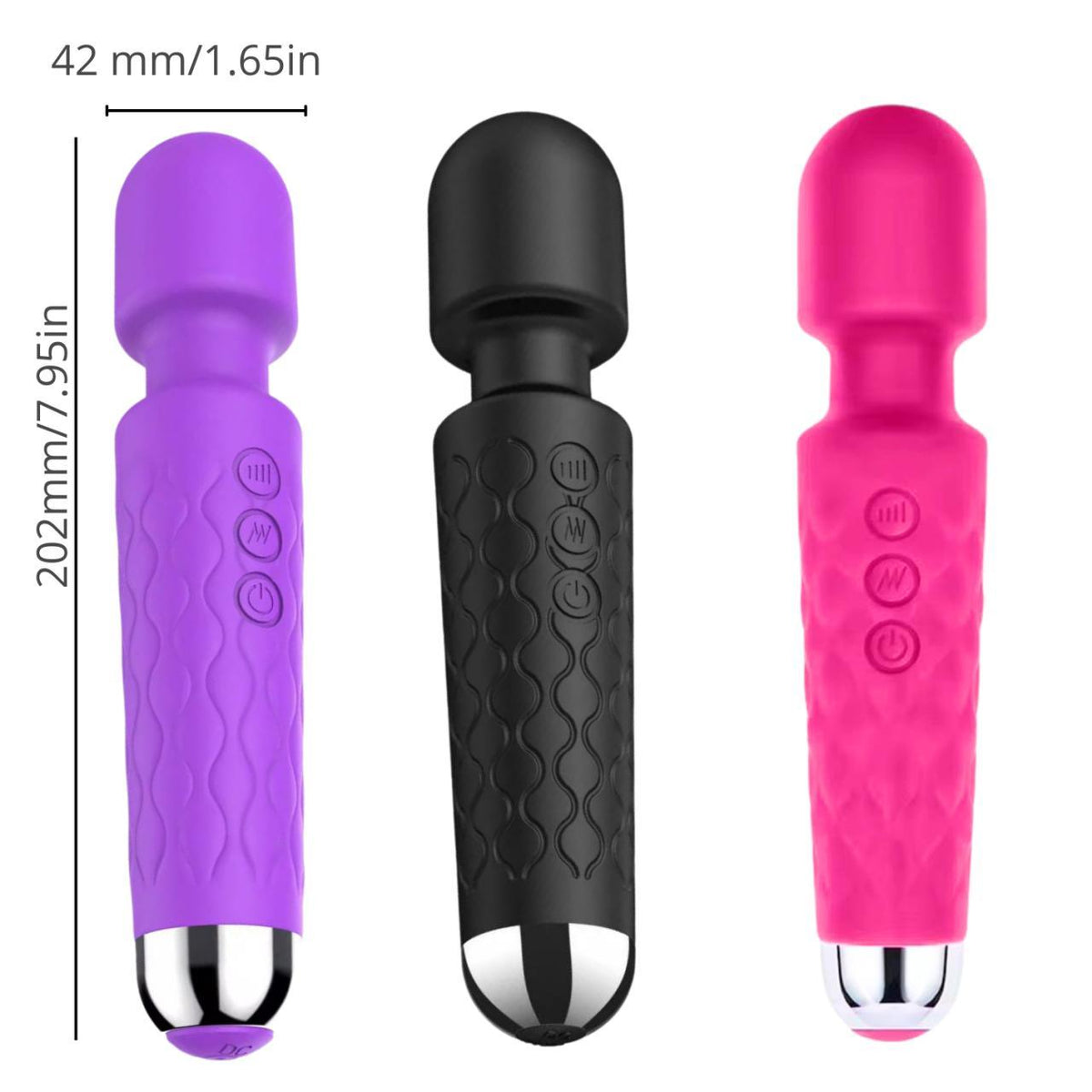 Fotografía de referencia de vibrador con diseño de micrófono; varias presentaciones.
