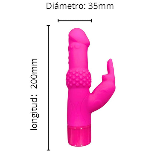 Fotografía de referencia de vibrador con diseño de conejo.