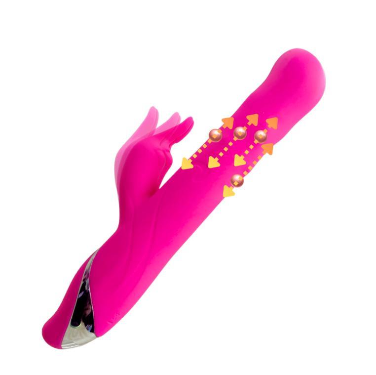 Fotografía de referencia de vibrador con diseño de conejo.
