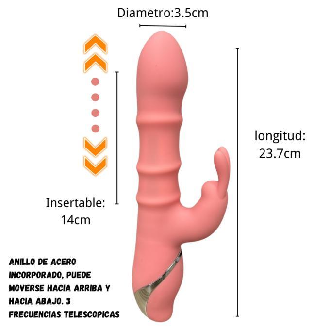 Fotografía de referencia de vibrador con diseño de conejo.